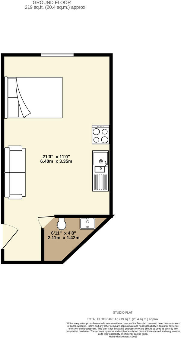 Studio Flat, Cyprus Road, N3 3RY floorplan