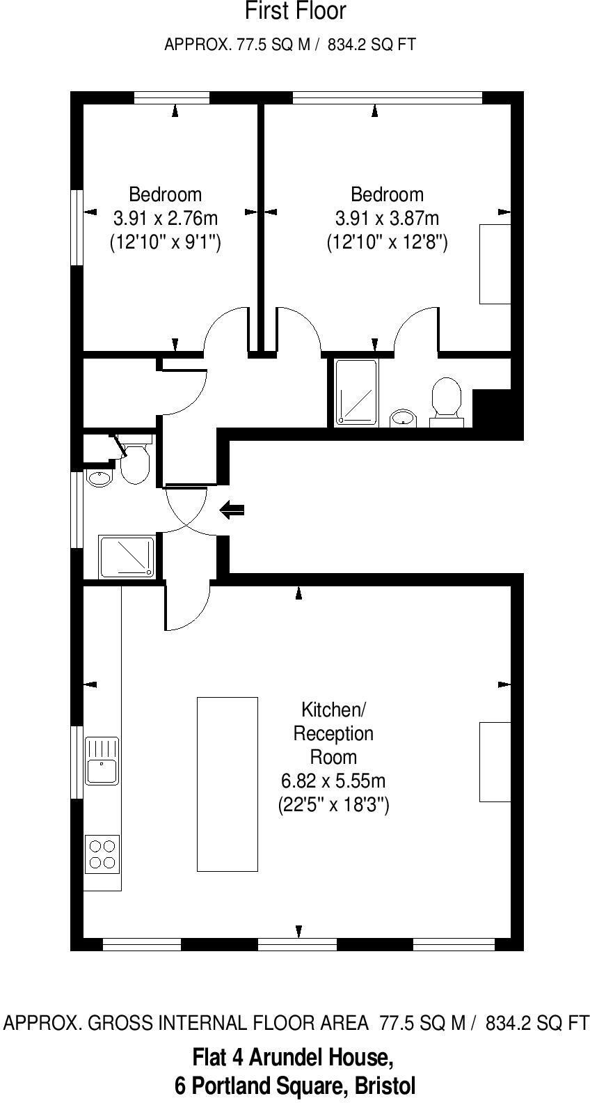 Arundel House, Portland Square, BS2 floorplan