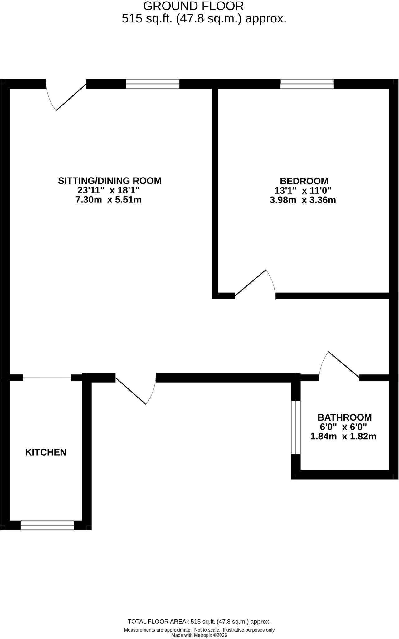 Ground floor flat, 36-37 South Market Road, Great Yarmouth, Norfolk NR30 2BT floorplan