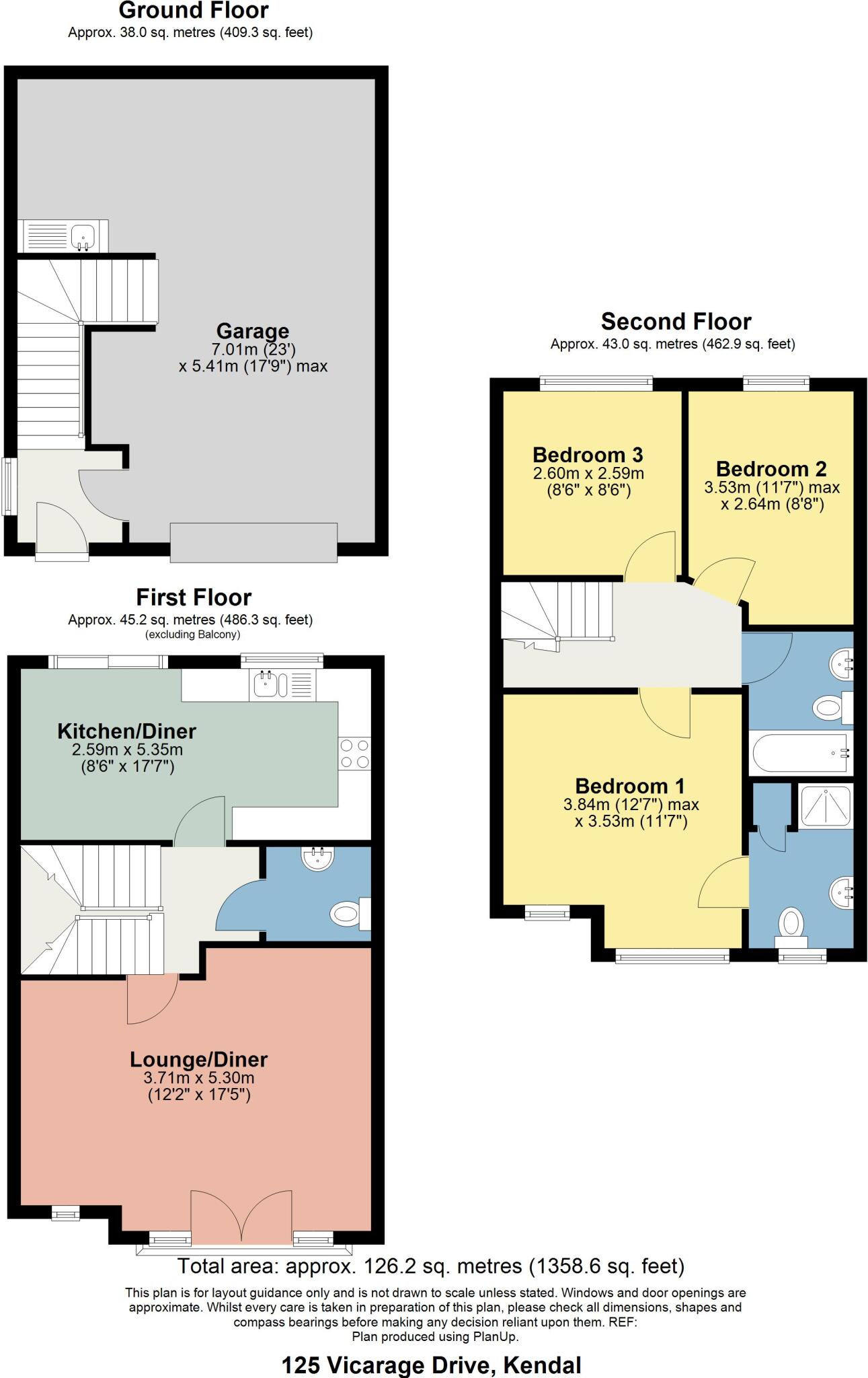 125 Vicarage Drive, Kendal, Cumbria, LA9 5BX floorplan