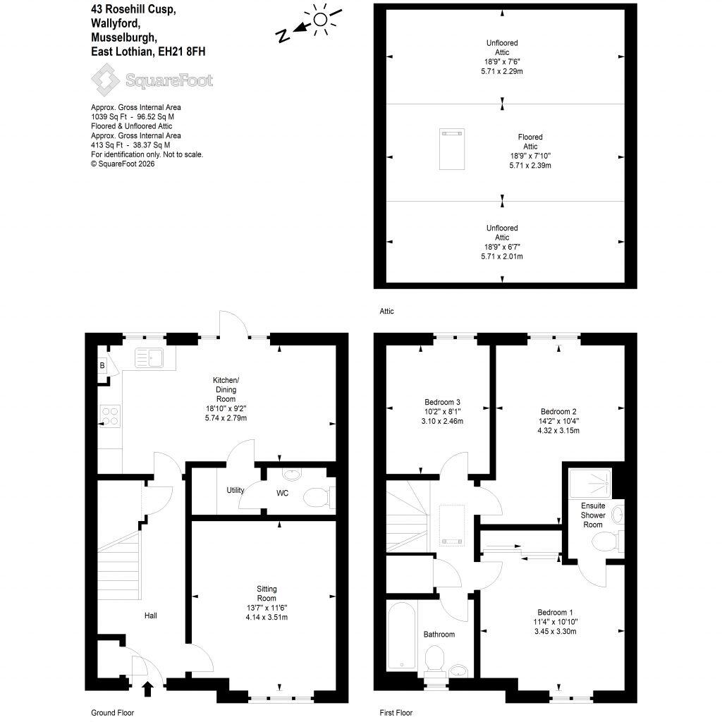 43 Rosehill Cusp, Wallyford, East Lothian, EH21 8FH floorplan