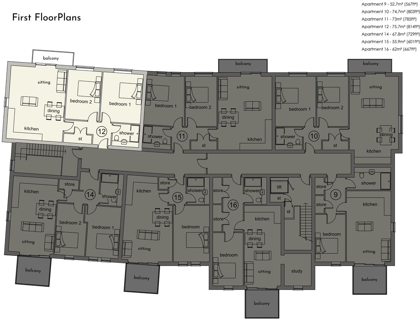 Sandringham Manor, Apartment 12, The Grange, Mansfield floorplan