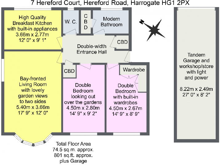 7, Hereford Court, Hereford Road, in Harrogate's glorious Duchy quarter, North Yorkshire HG1 2PX floorplan