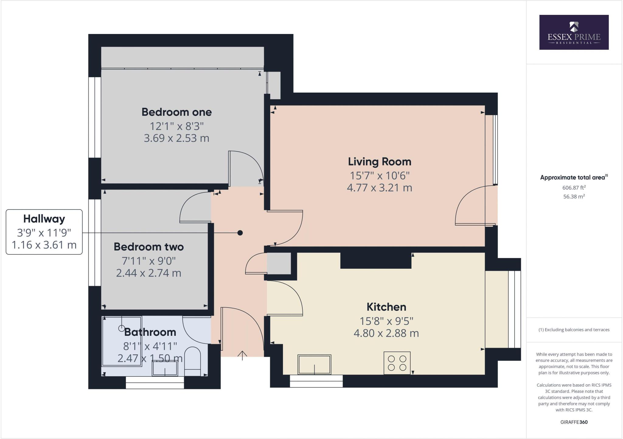 Two Bedroom Semi-Detached Bungalow DE11 floorplan