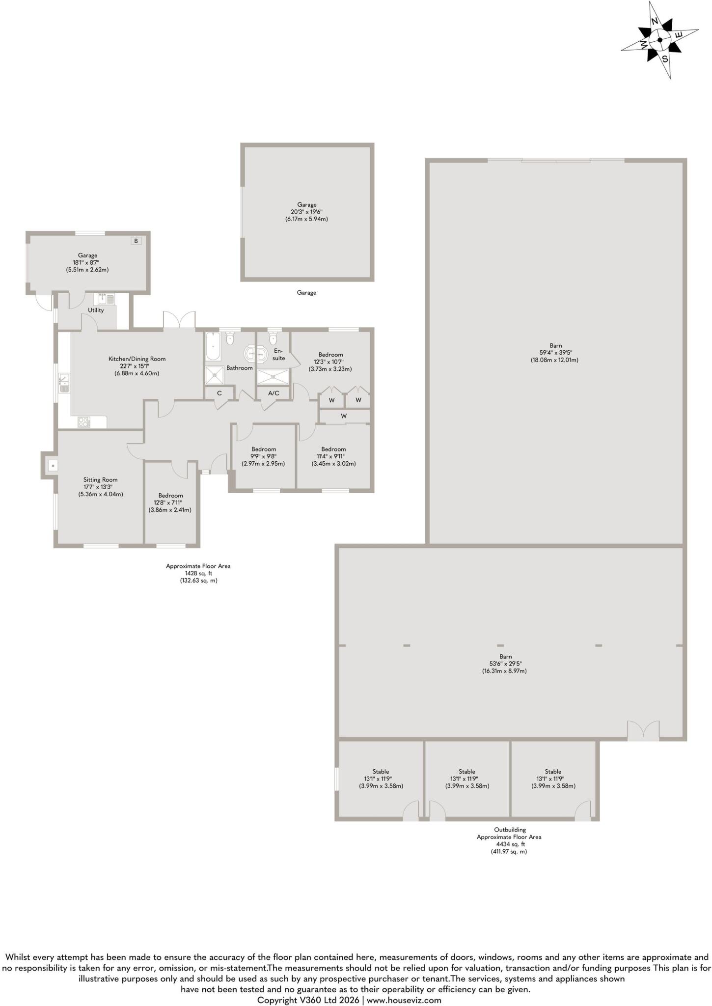 Wonderful Detached Bungalow with Equestrian Facilities and 4.5 Acres in Wicklewood floorplan