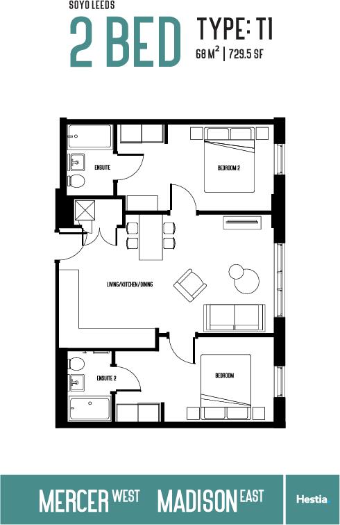 Mercer West Madison East, Leeds, LS2 floorplan