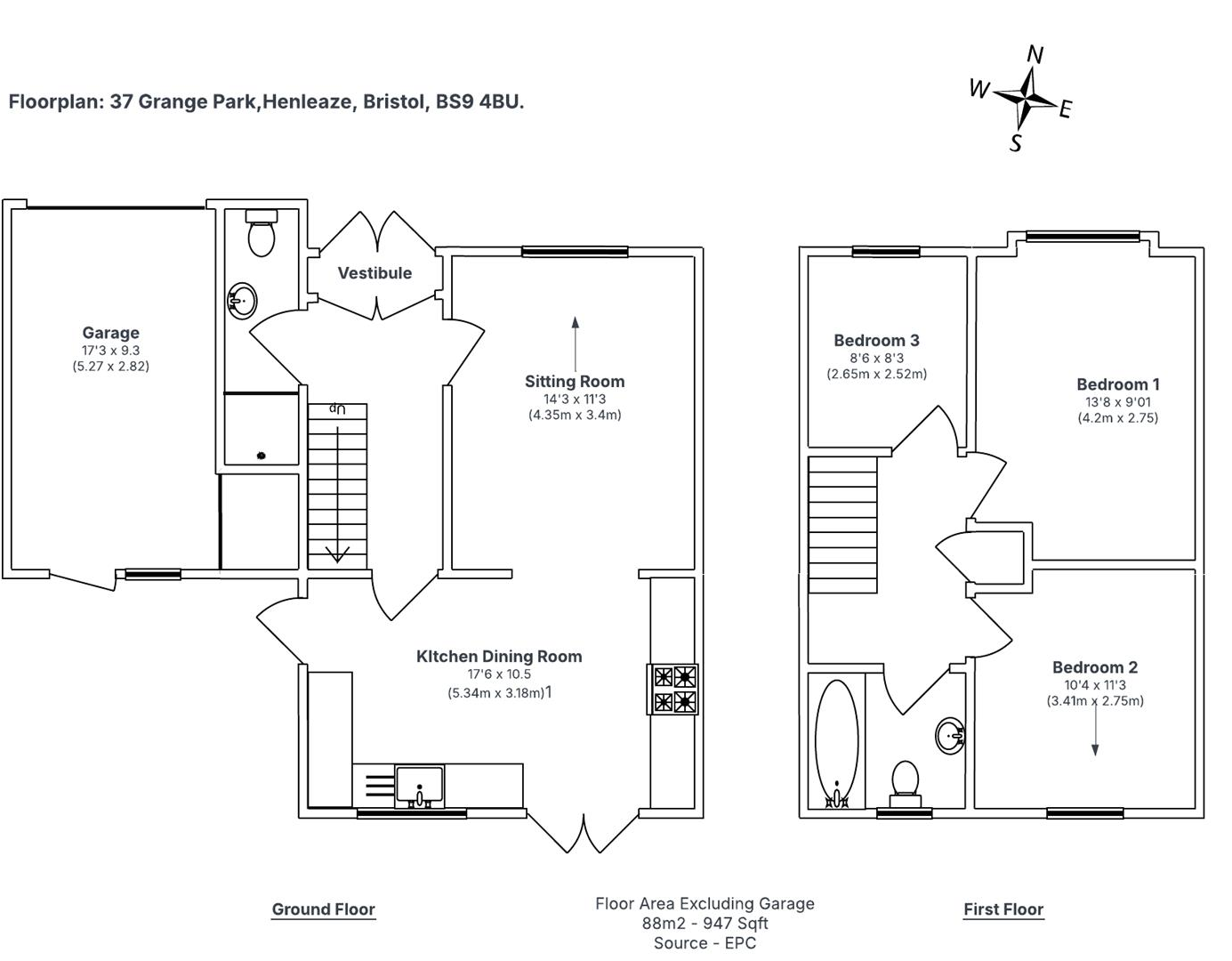 Grange Park, Henleaze, Bristol, BS9 floorplan
