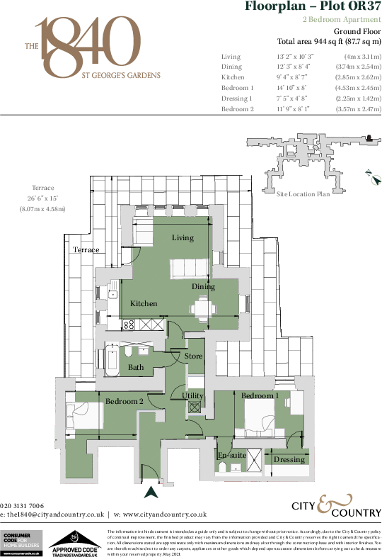 The 1840, St Georges Gardens,
Glenburnie Road, 
London, 
SW17 7DJ floorplan
