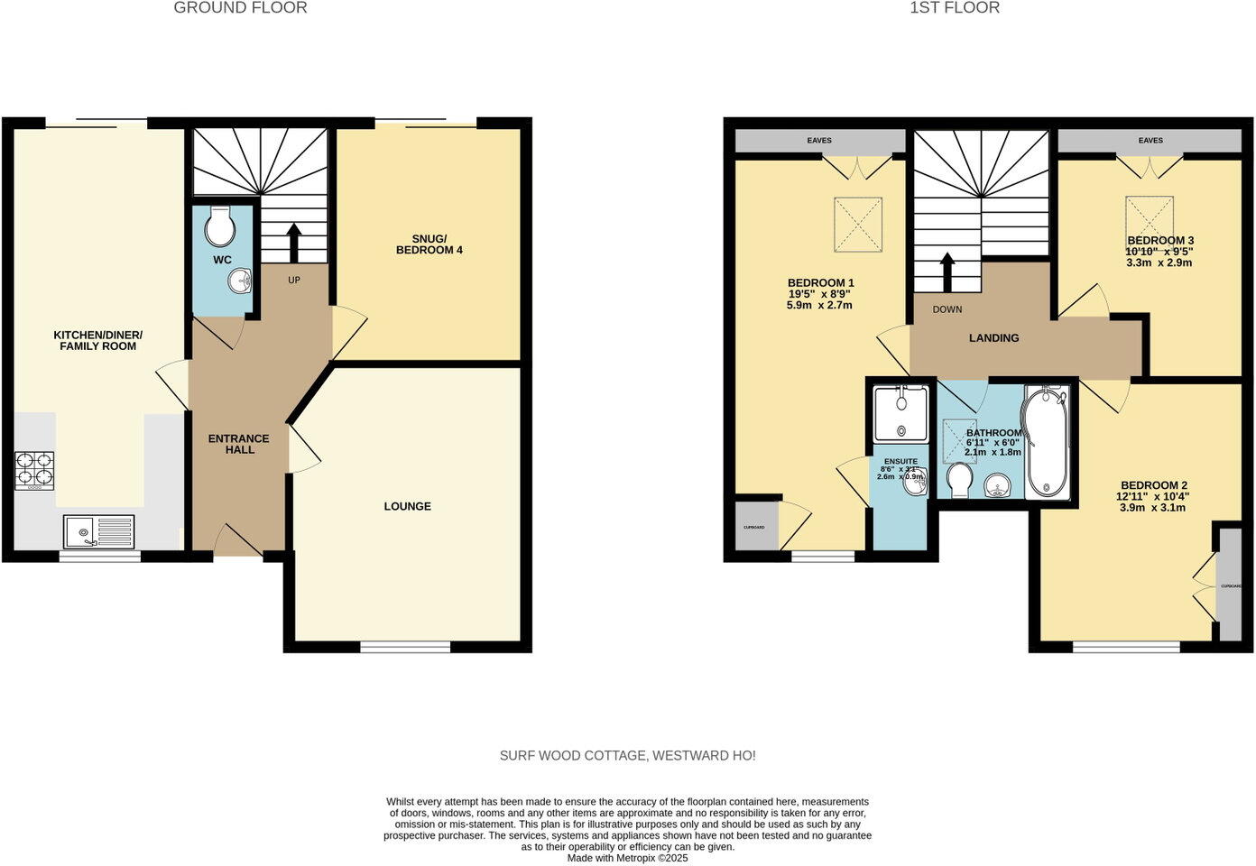 Surf Wood Cottage, Westward Ho! floorplan