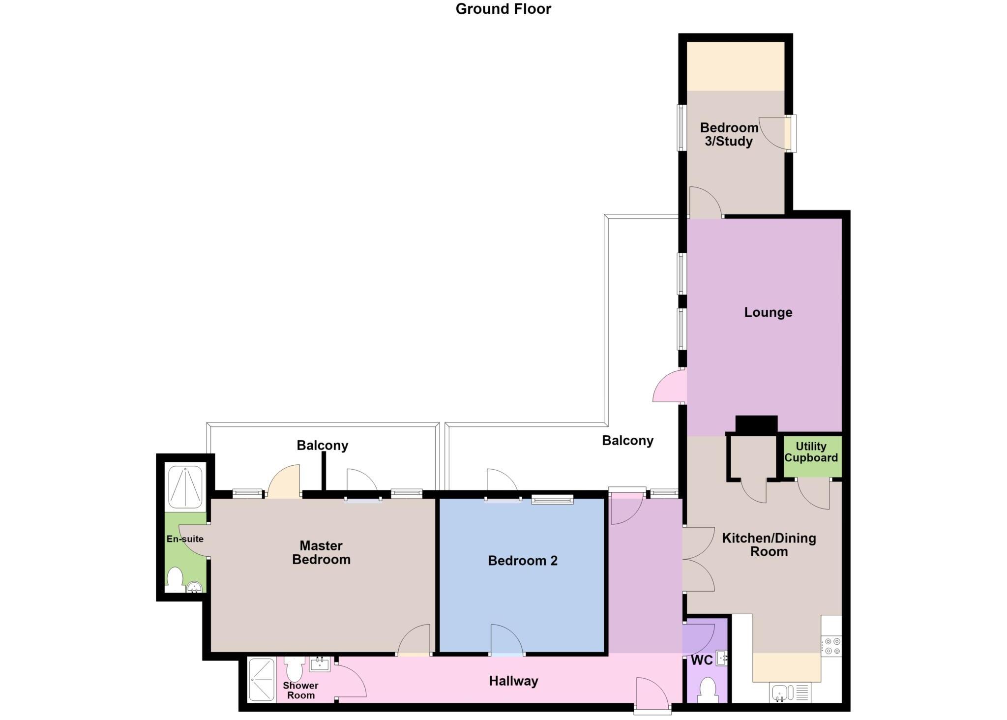 **Hillside Apartment**Fantastic Coastal Views*Master Bedroom with Balcony & En Suite**Secure Allocated Parking** floorplan