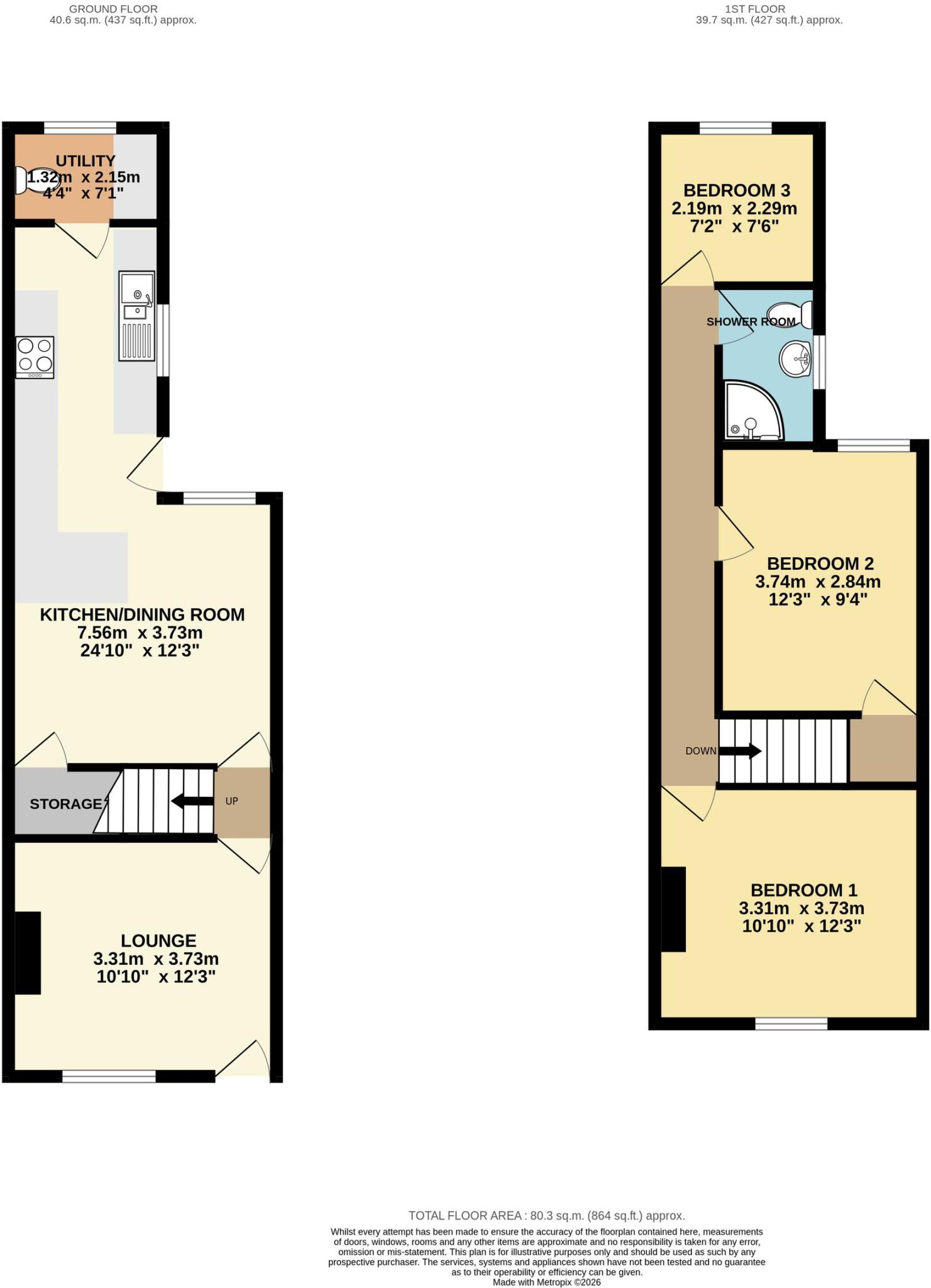 Baker Street, Creswell, S80 floorplan