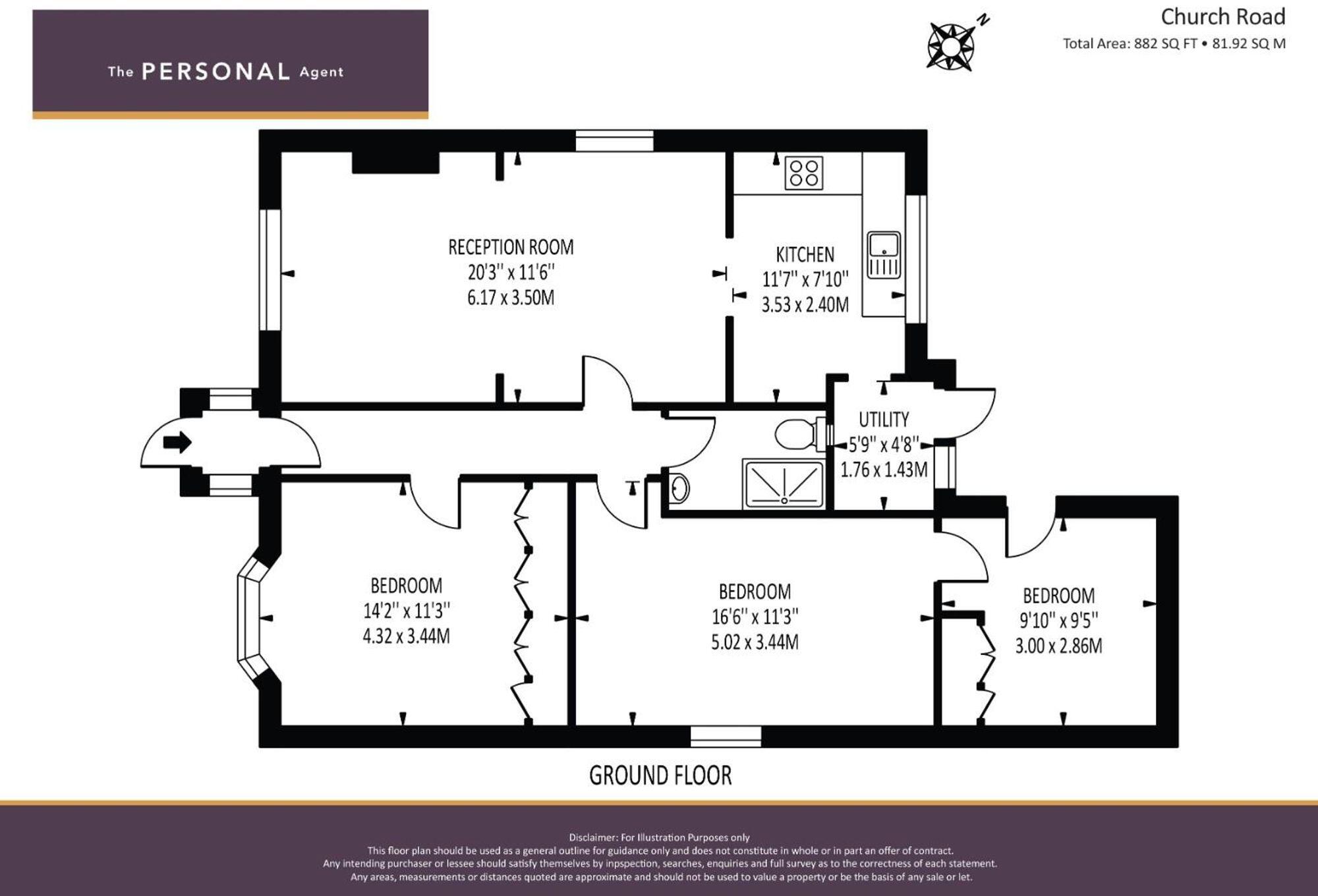 Church Road, West Ewell, KT19 floorplan