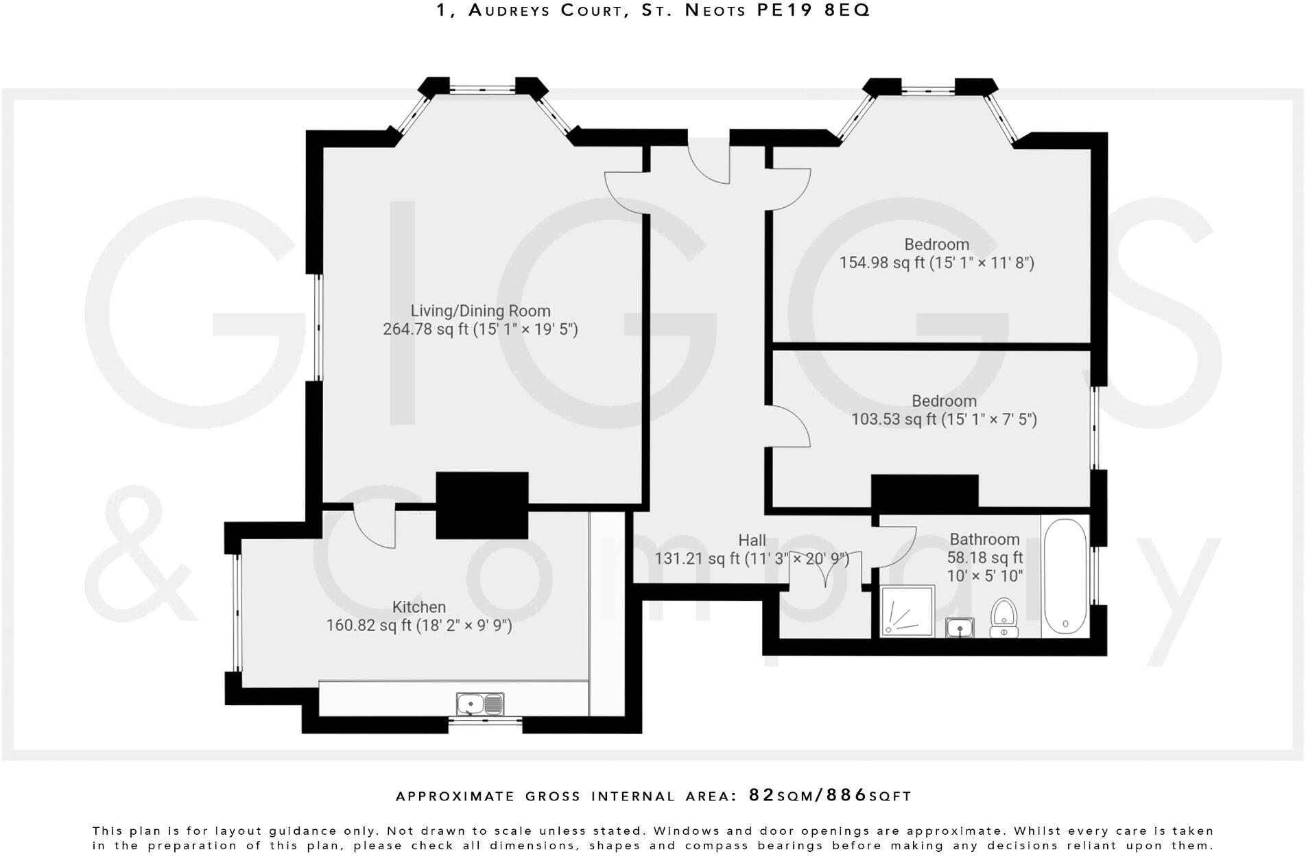 Audreys Court, 153 Great North Road, Eaton Socon, St. Neots, Cambridgeshire, PE19 8EQ floorplan