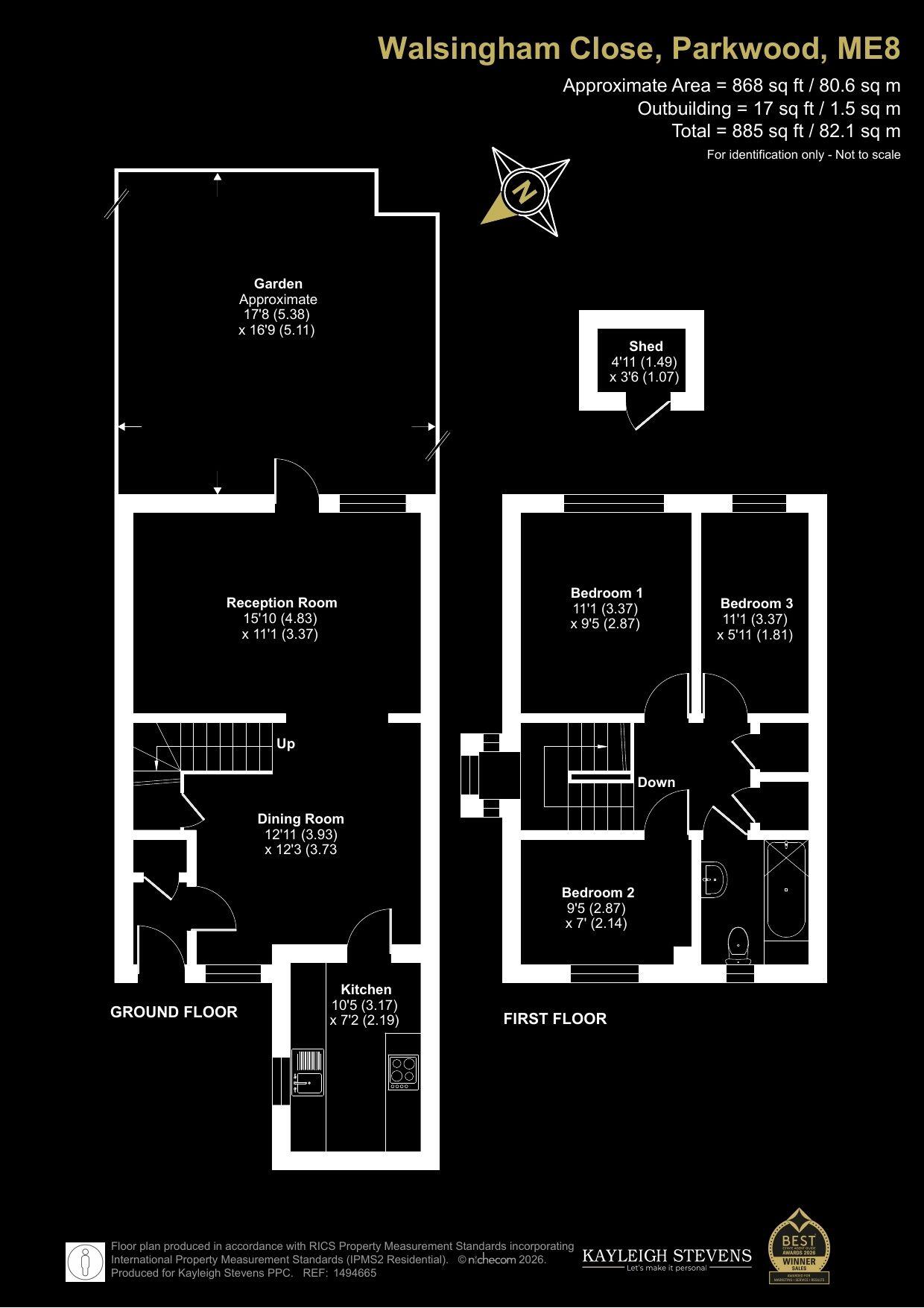 Walsingham Close, Parkwood, Gillingham, Kent, ME8 9SN floorplan