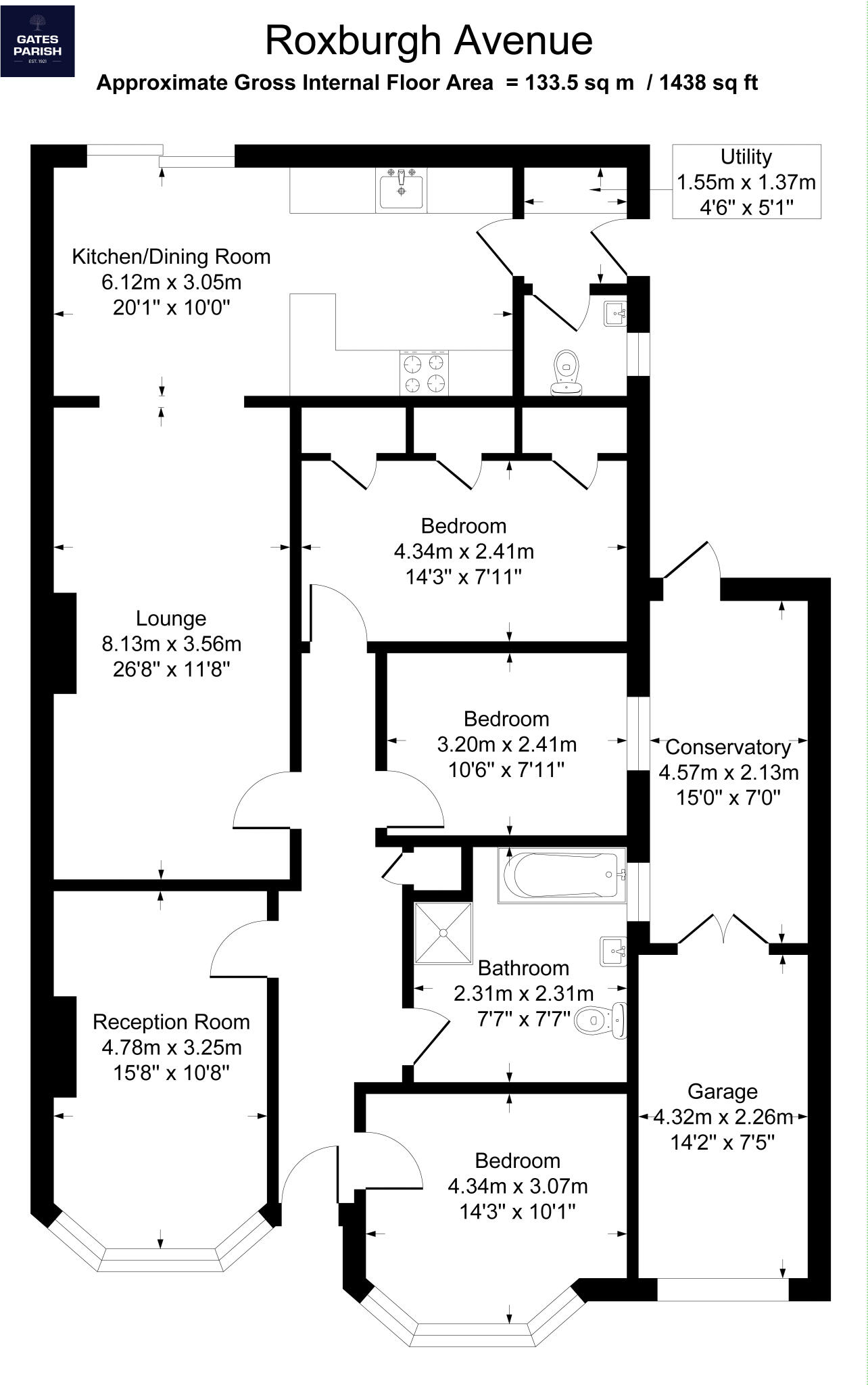 Roxburgh Avenue, Upminster, RM14 floorplan
