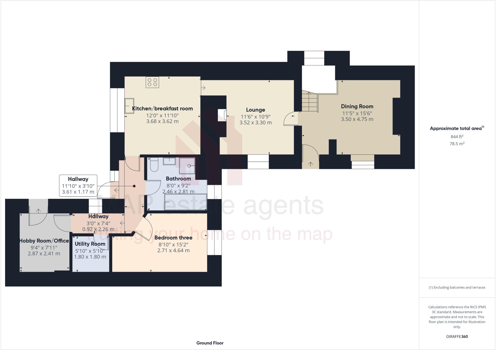 Rose Row, Redruth, double fronted cottage floorplan