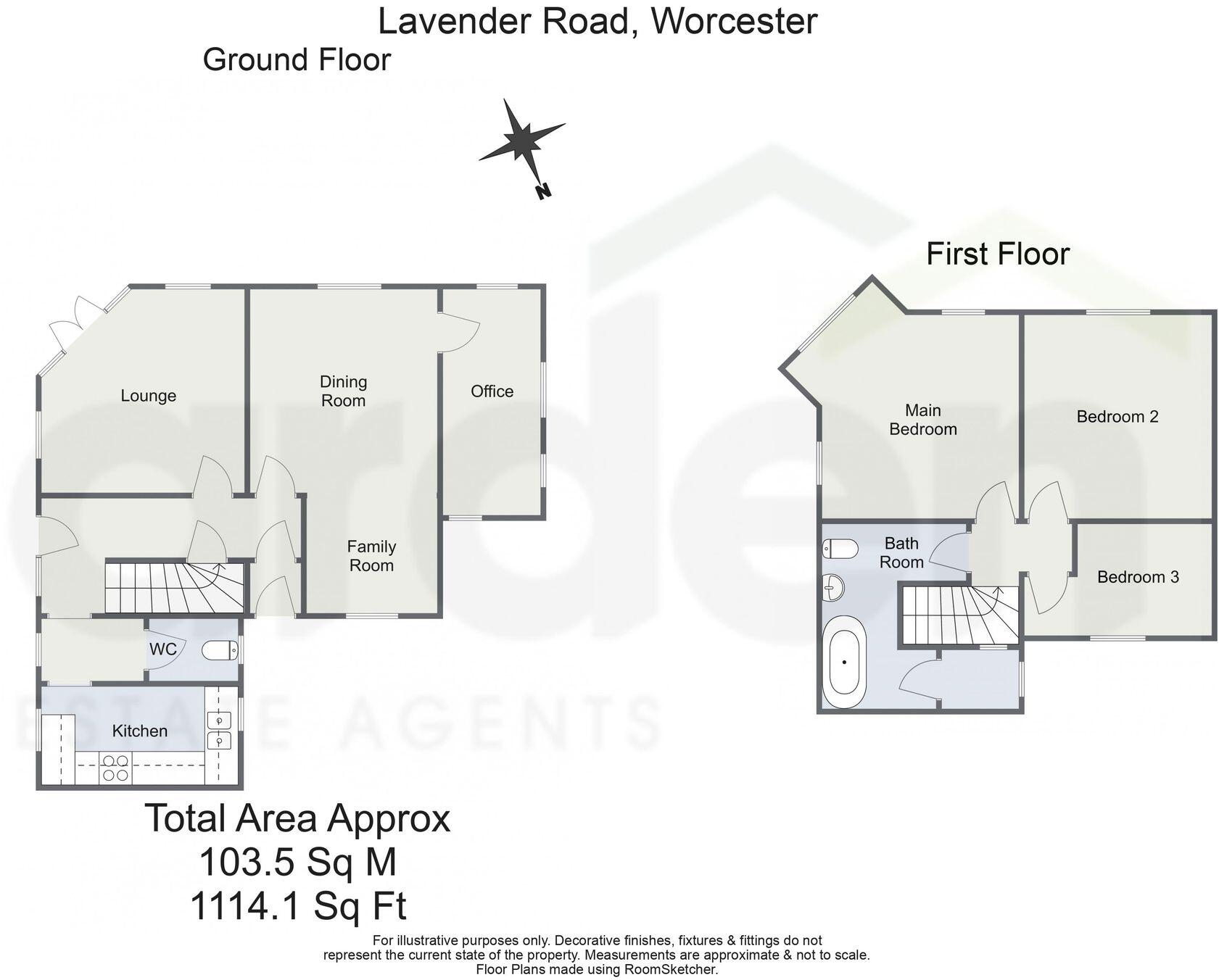 1, Lavender Road, Worcester, WR3 floorplan