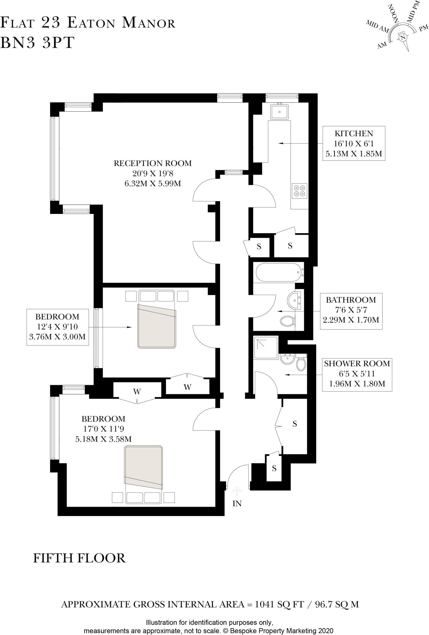 Spacious 2-Bedroom, 2-Bathroom Apartment | Eaton Manor, Hove floorplan