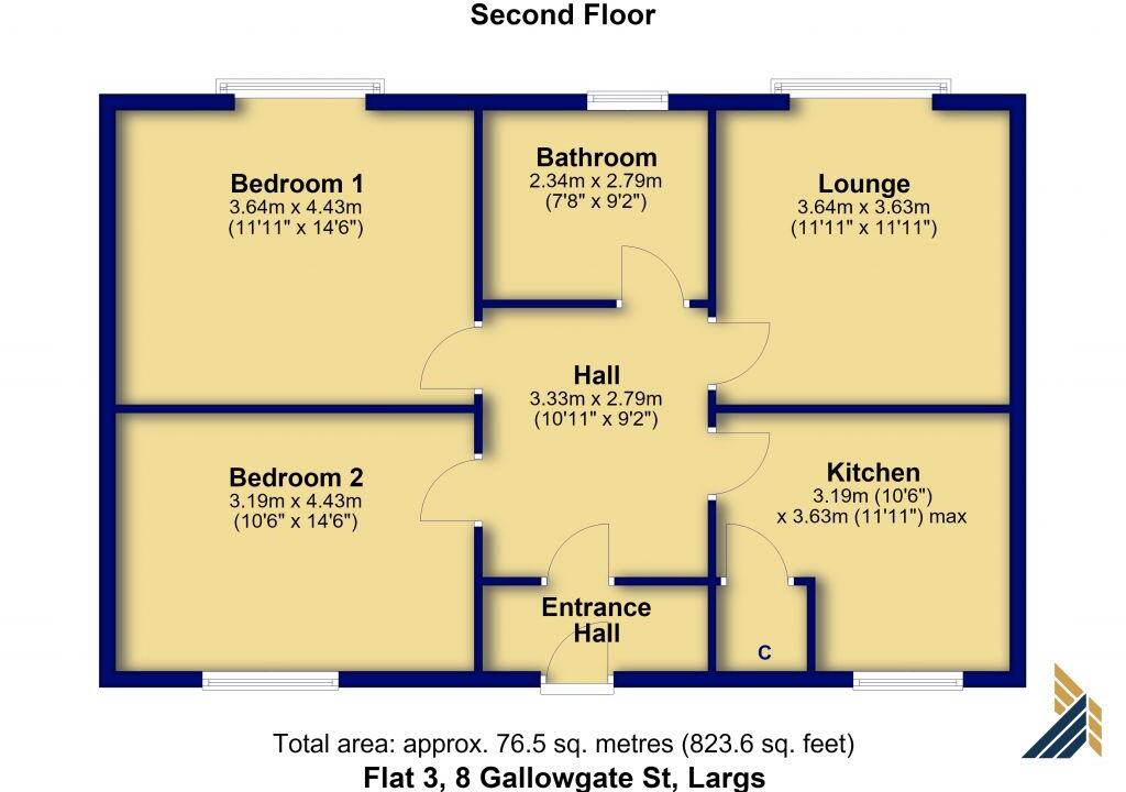 Flat 3, 86 Gallowgate Street, Largs, KA30 8LZ floorplan