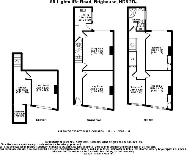 55 Lightcliffe Road, Brighouse, HD6 2DJ floorplan