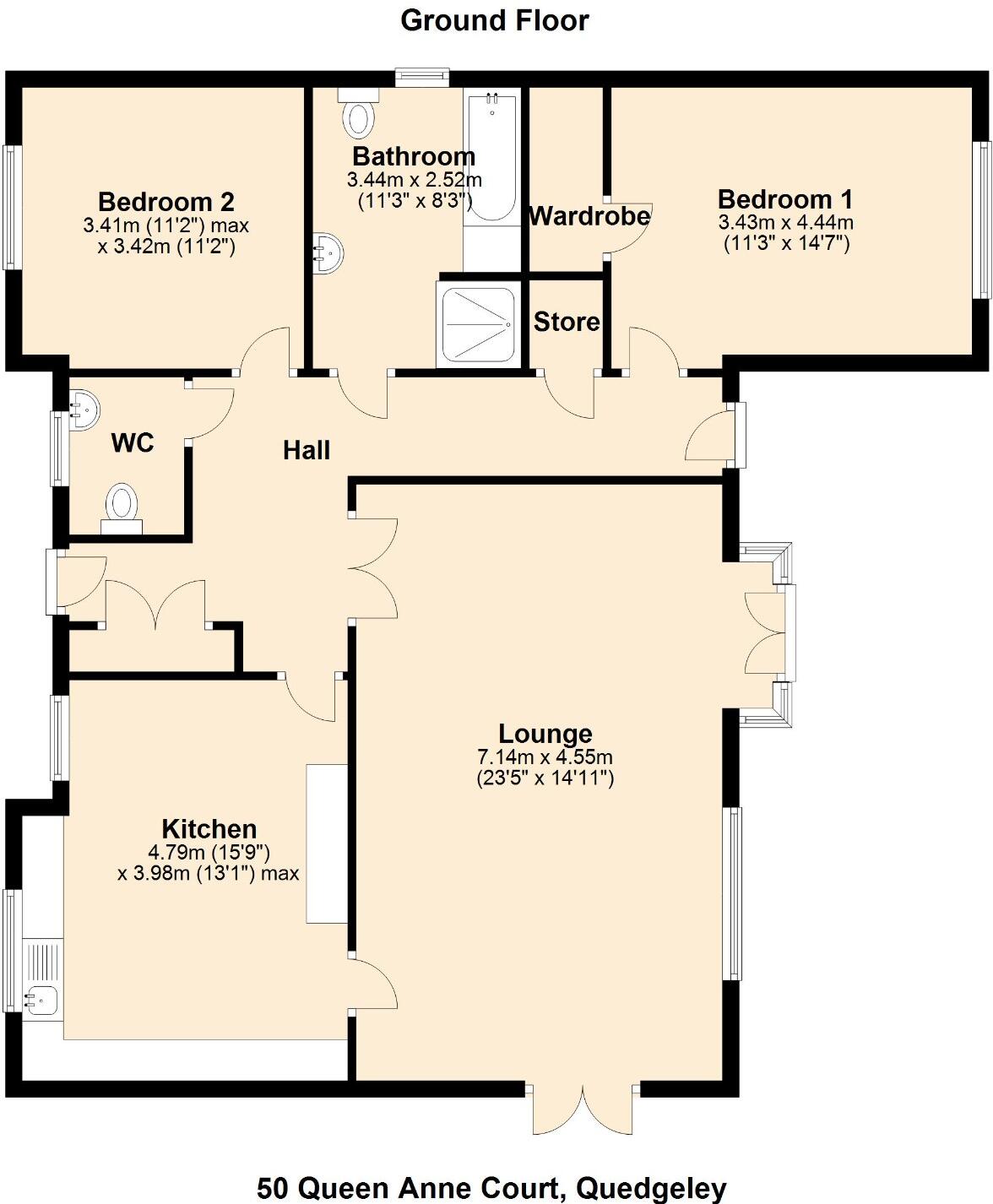 50 Queen Anne Court, Bristol Road, Quedgeley, Gloucestershire, GL2 4JY floorplan