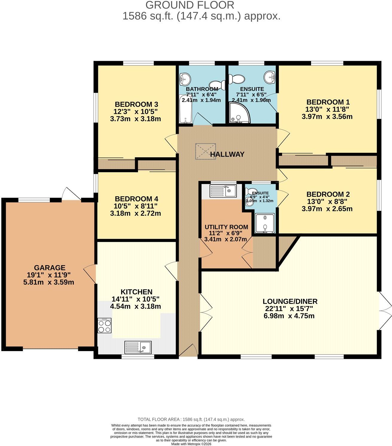 York Close, Beck Row, Bury St. Edmunds, Suffolk, IP28 floorplan