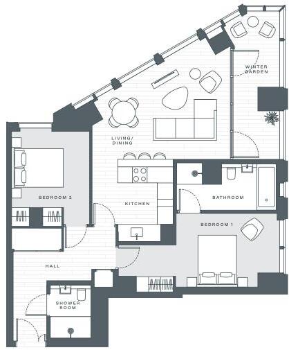River Park Tower, 1 Nine Elms Lane, London, SW8 floorplan