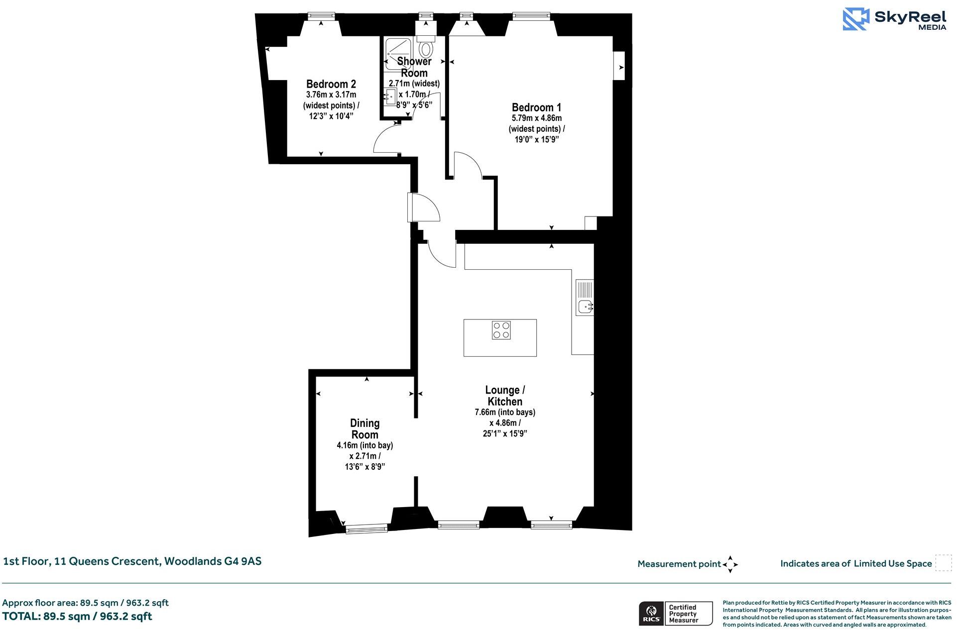 Queens Crescent, Woodlands, Glasgow floorplan