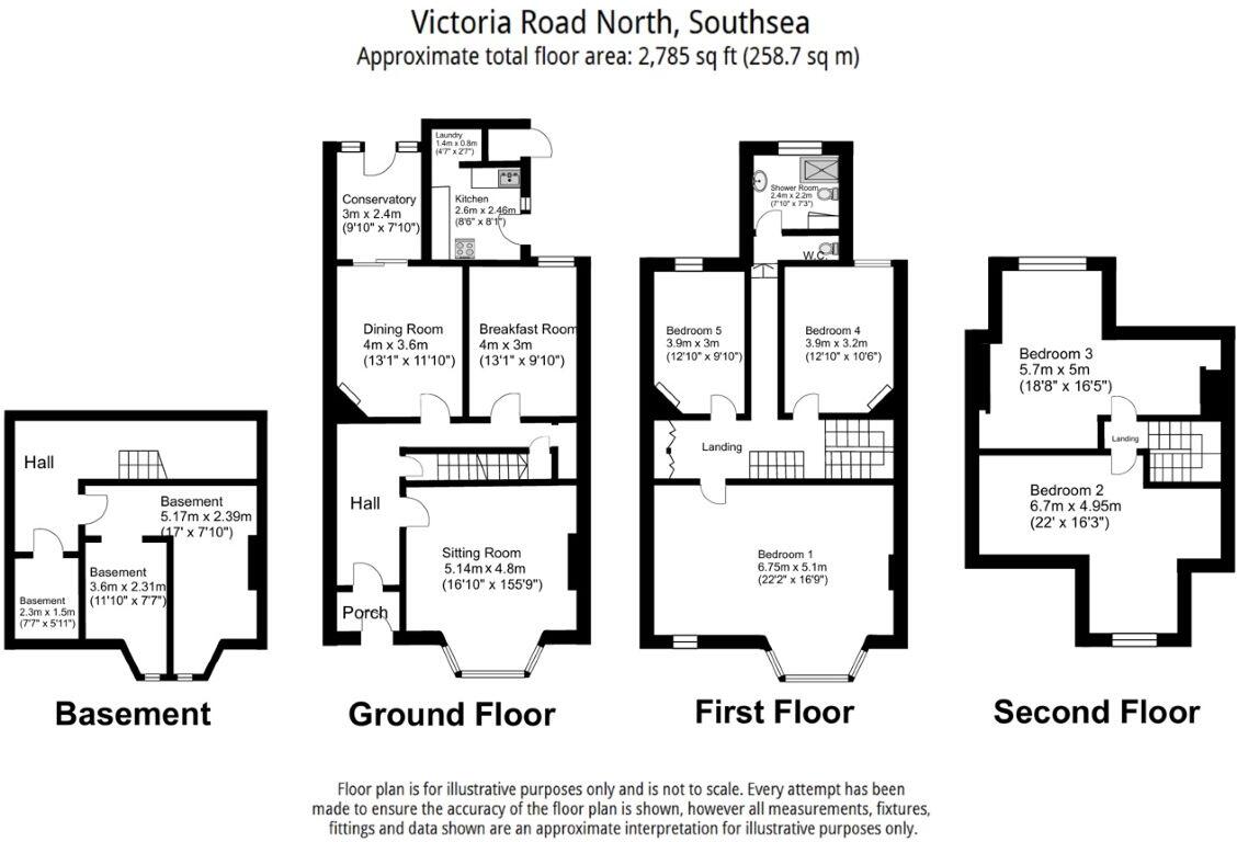 98 Victoria Road North, Southsea, Hampshire, PO5 1QE floorplan