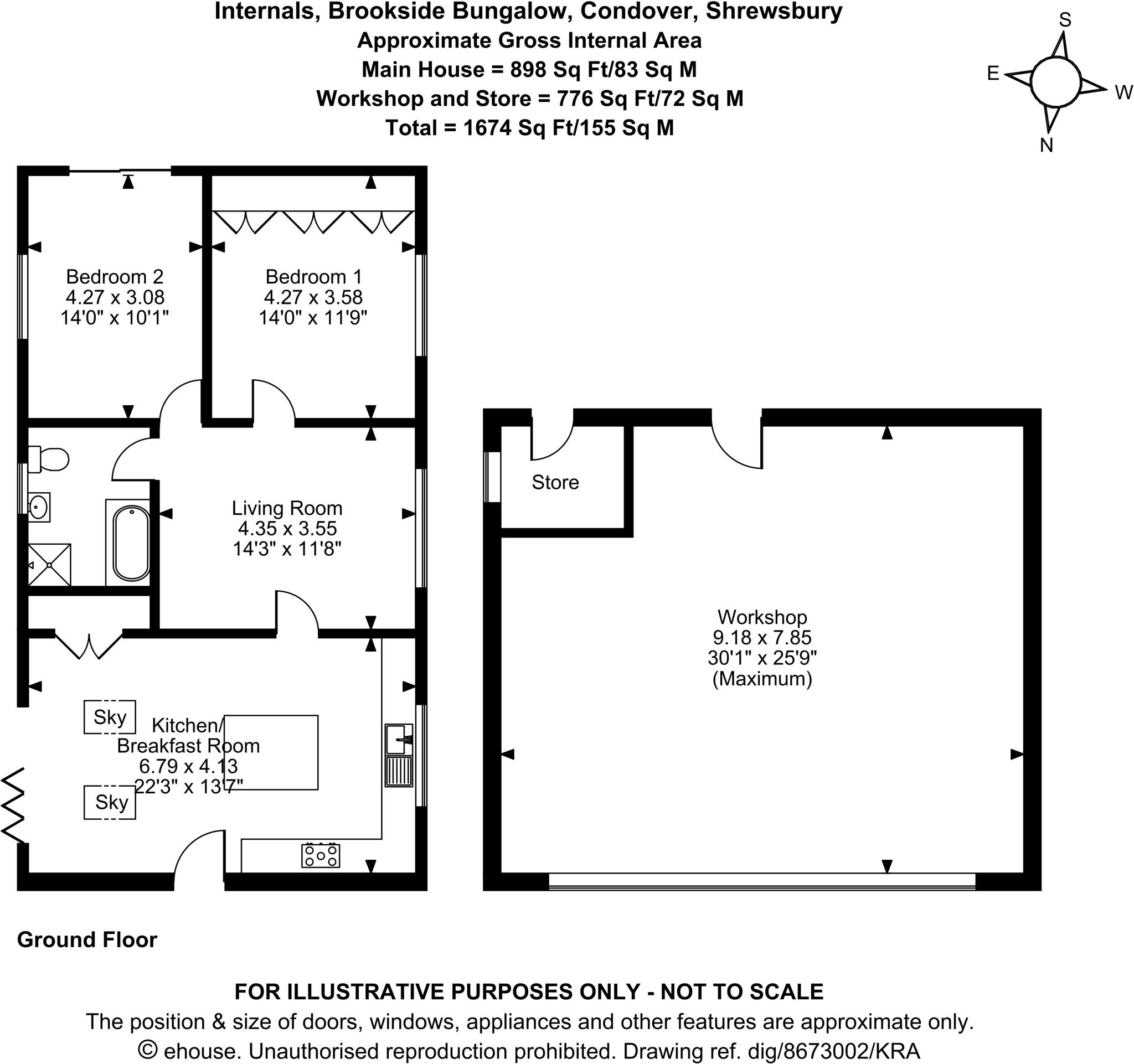 Brookside Bungalow., Condover, Shrewsbury, Shropshire floorplan