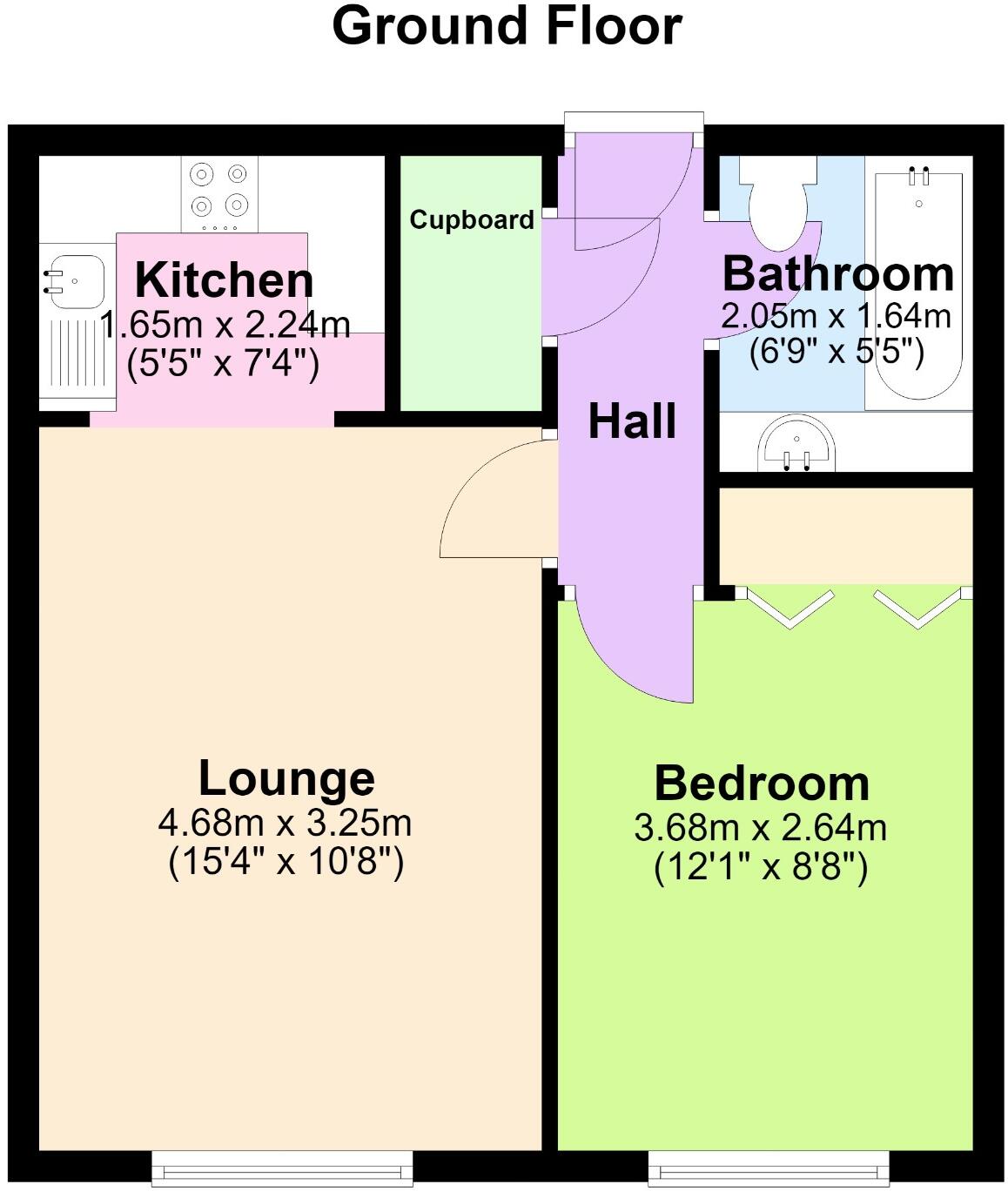 Flat 2, Bredon Court, Station Road, Broadway, WR12 7DL floorplan