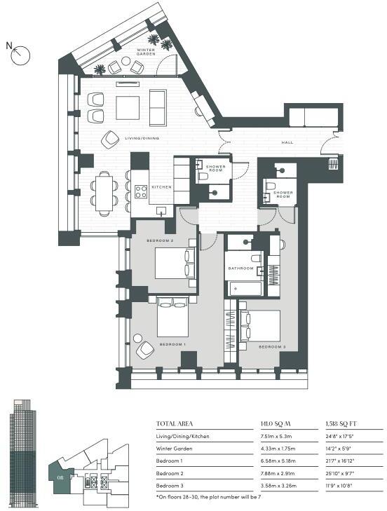 River Park Tower, 1 Nine Elms Lane, London, SW8 floorplan
