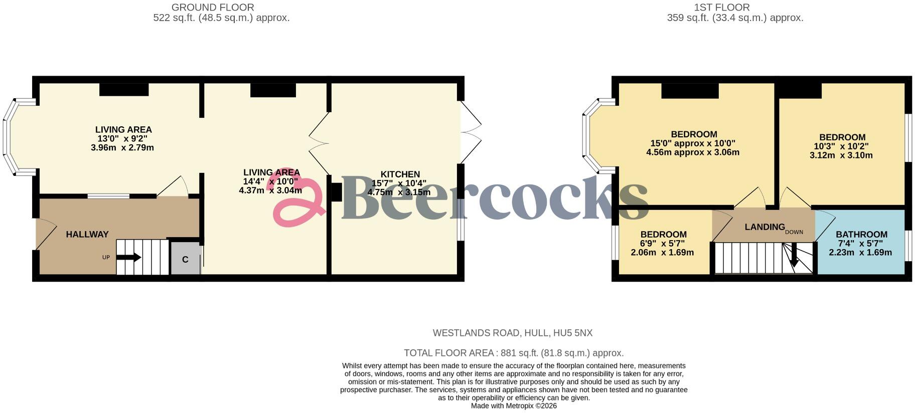 105, Westlands Road, Hull,  HU5 5NX floorplan