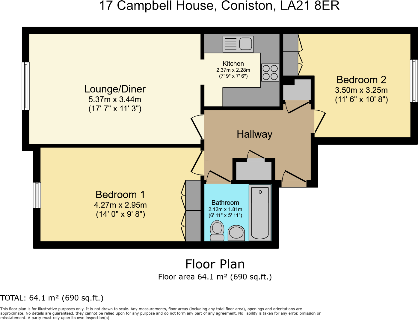 17 Campbell House, Coniston, LA21 8ER floorplan