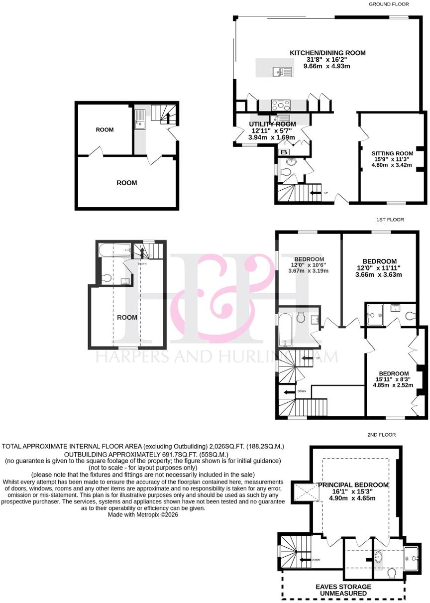 Great Bainden Cottages, School House Lane, Horsmonden, Kent, TN12 8BW floorplan