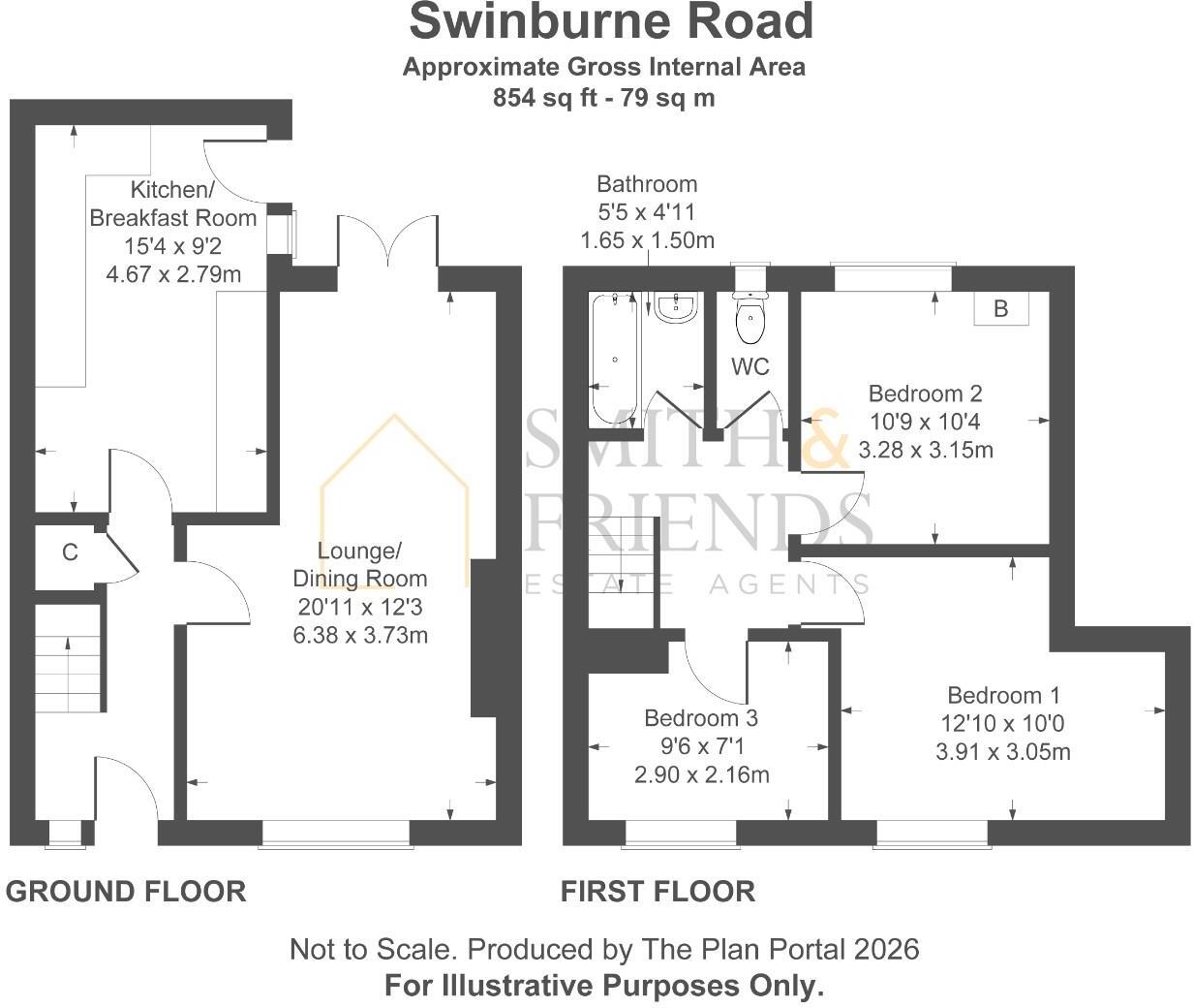 Swinburne Road, Rift House, Hartlepool floorplan