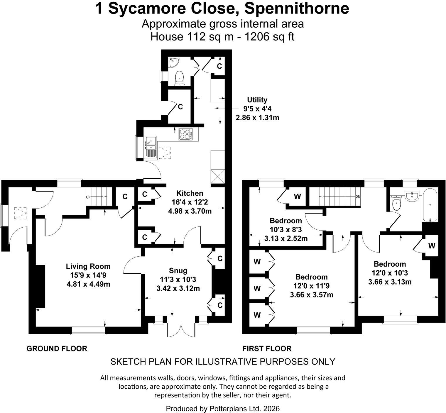 1 Sycamore Close, Spennithorne, Leyburn floorplan
