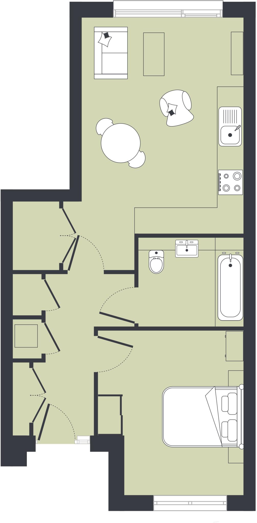 1 bed, Ground Floor, Bark, Quail Court in Elements floorplan