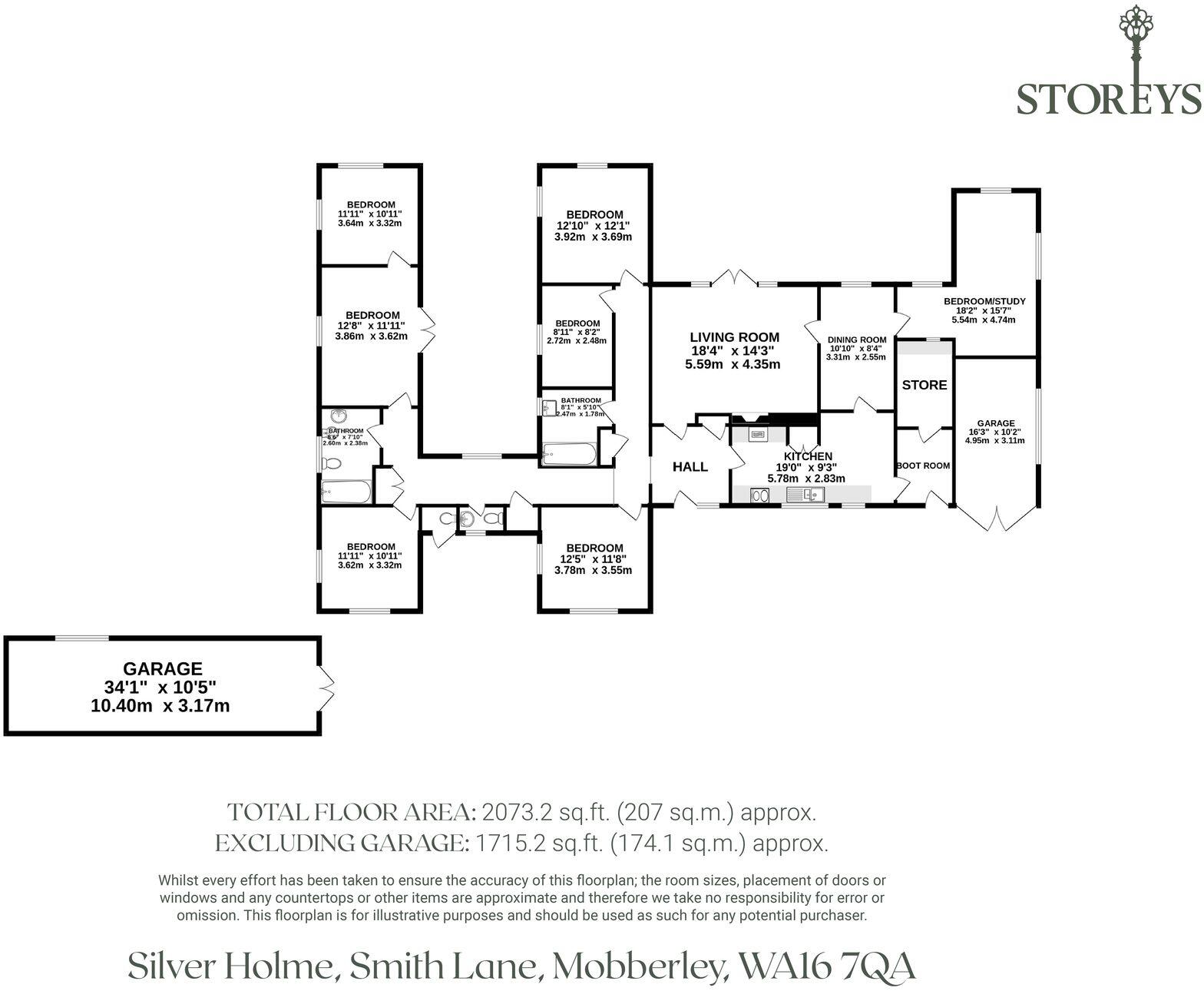 Detached Bungalow Set in Nearly Half an Acre - Silver Holme, Smith Lane, Mobberley, Knutsford, WA16 7QA floorplan