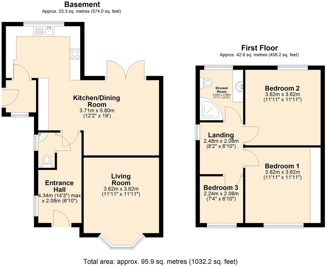 Hillside, Stretton, Alfreton, DE55 floorplan