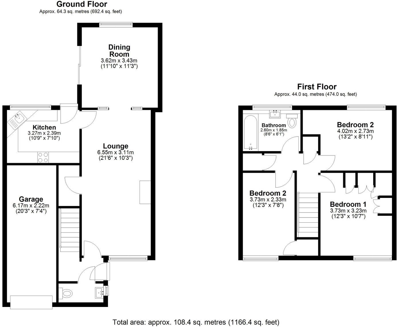 Oatlands Avenue, Bar Hill, Cambridge, CB23 8EQ floorplan