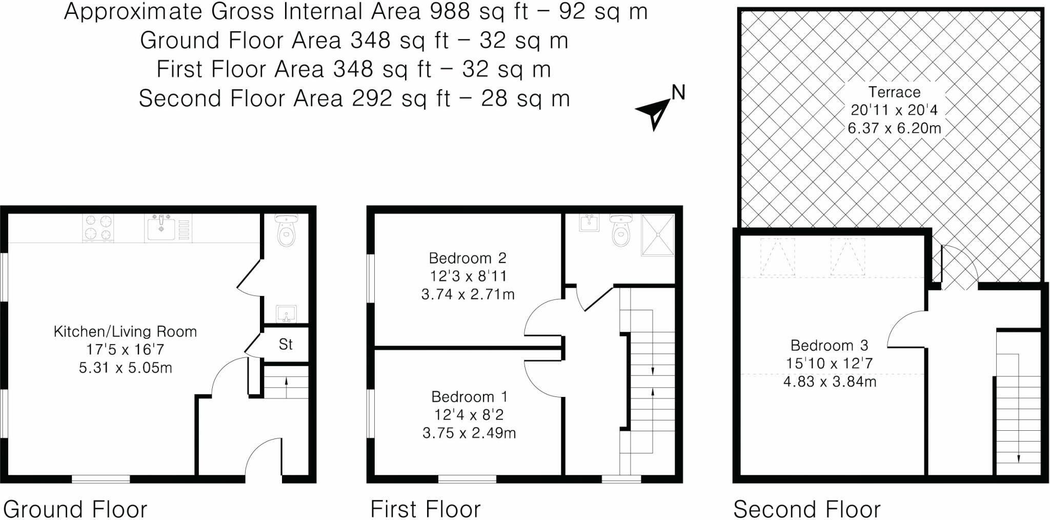 Beautiful Newly Refurbished 3 Bed floorplan