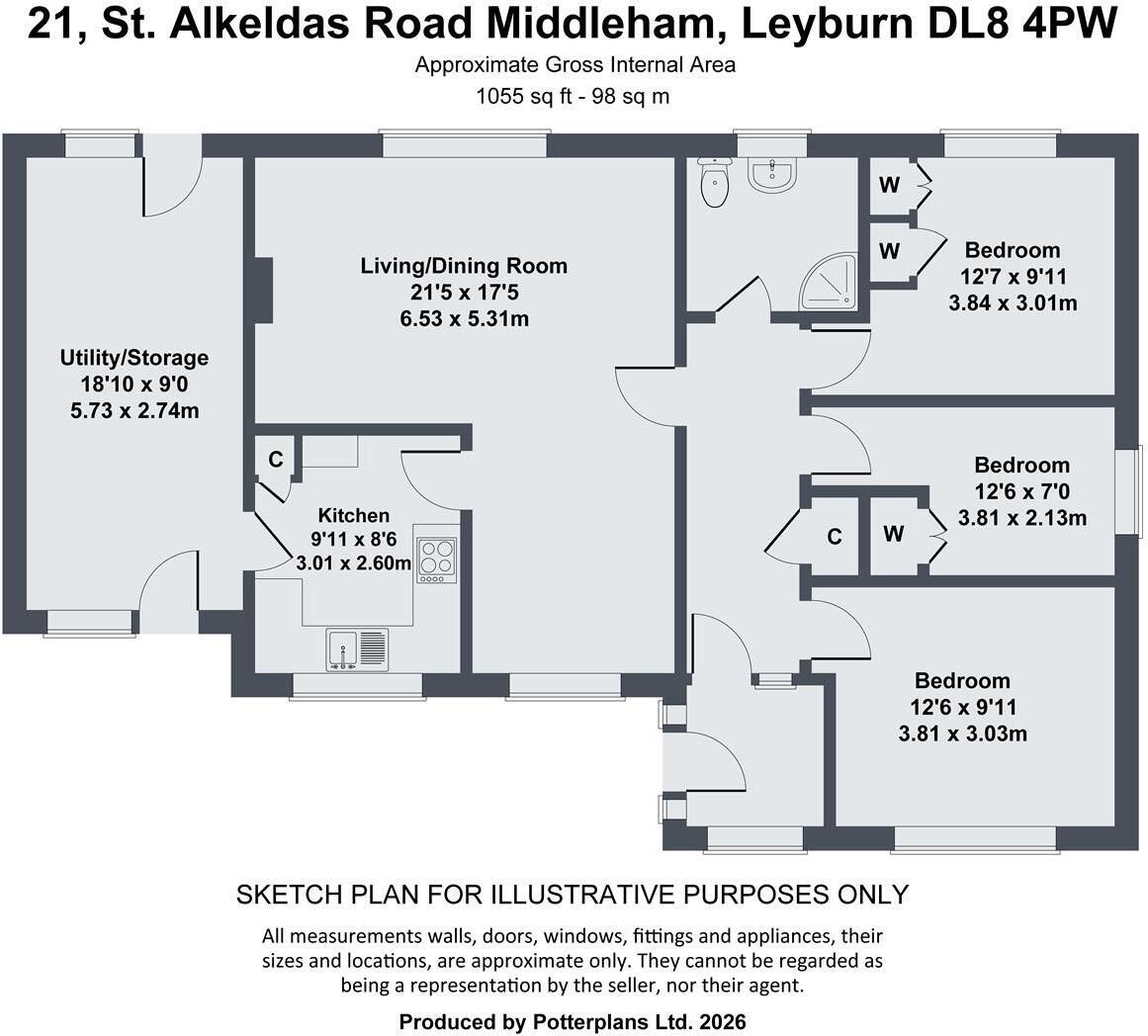 21 St. Alkeldas Road, Middleham, Leyburn DL8 4PW floorplan