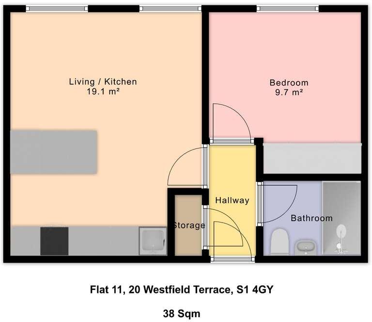 Apartment 11, 20 Westfield Terrace S1 4GH floorplan