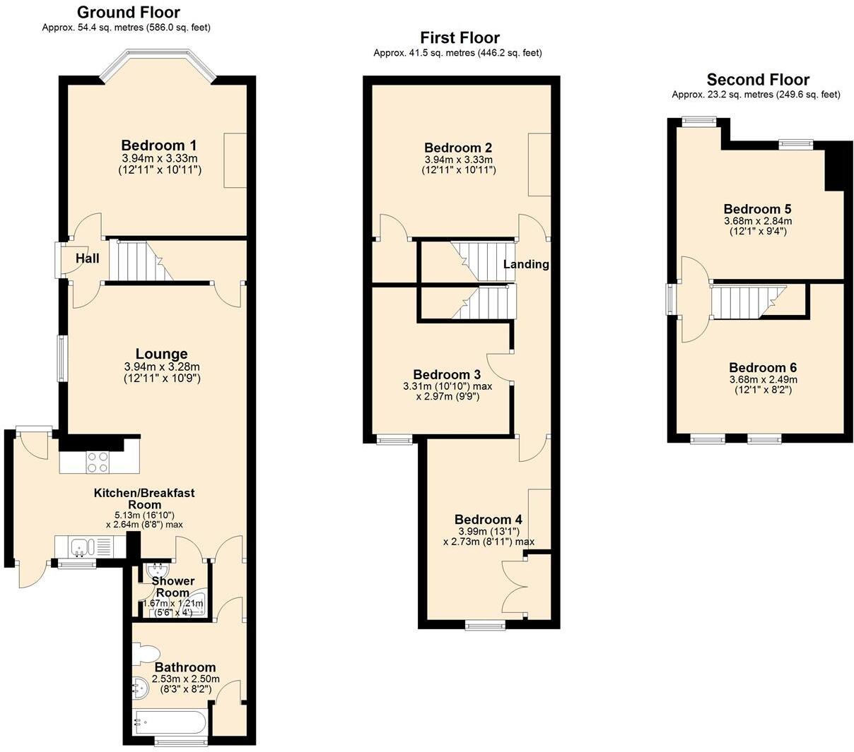 6 Double Beds near back gate - Clarence Street floorplan