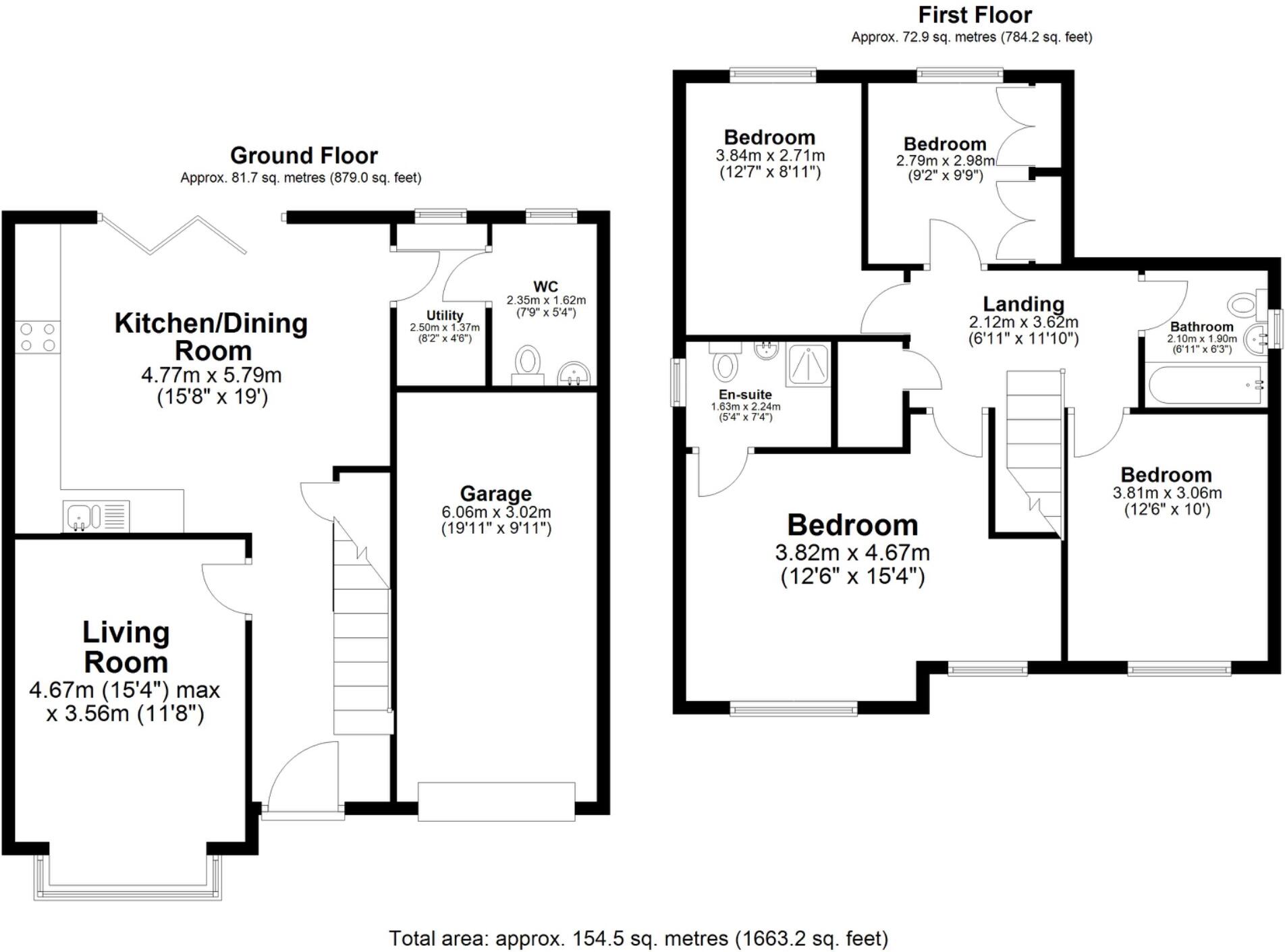 Well proportioned 4 double bed detached on Trinity Fields Road floorplan