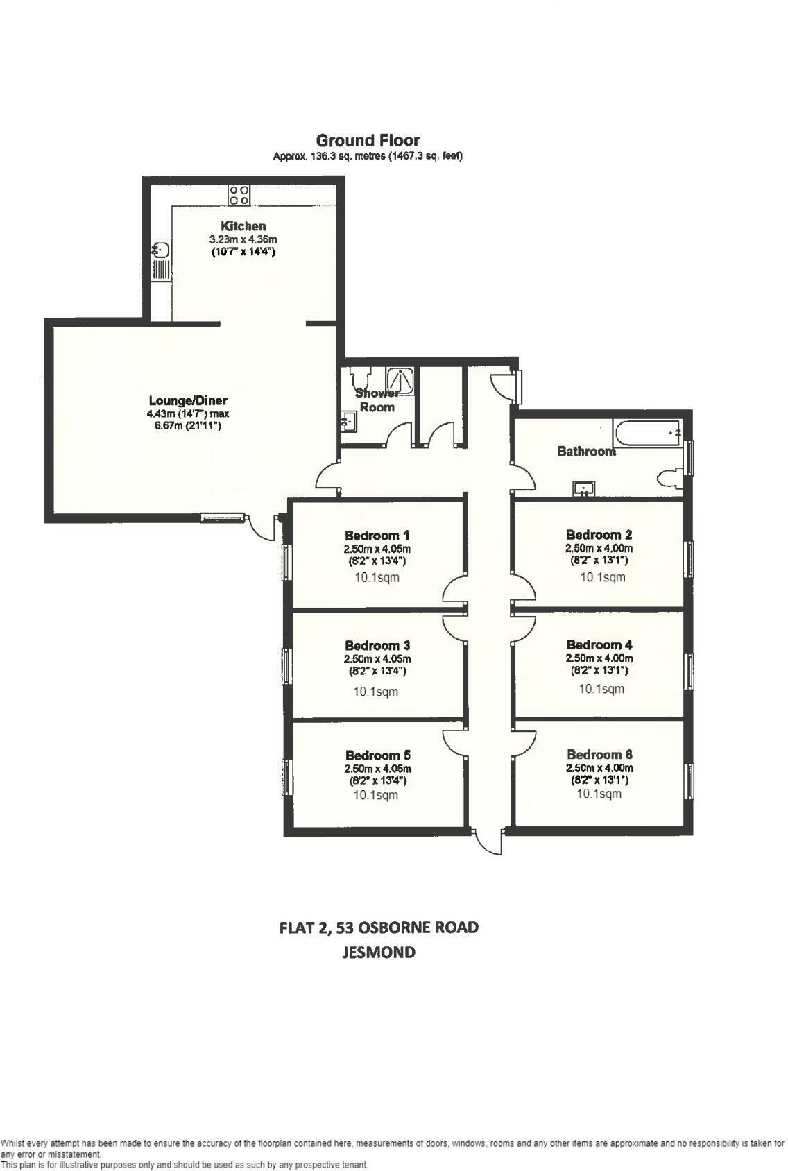 Flat 2, 53, Osborne Road NE2 2AH floorplan