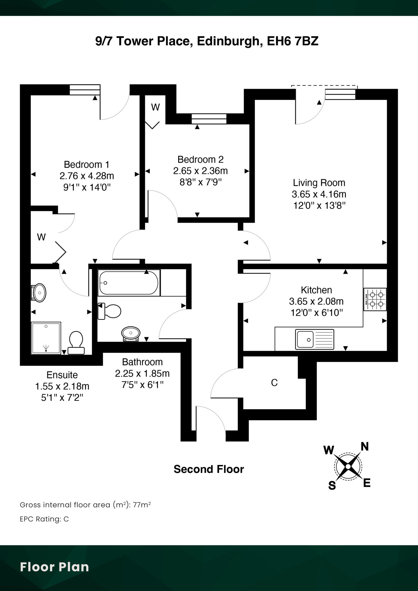 9/7 Tower Place, The Shore, Edinburgh, EH6 7BZ floorplan