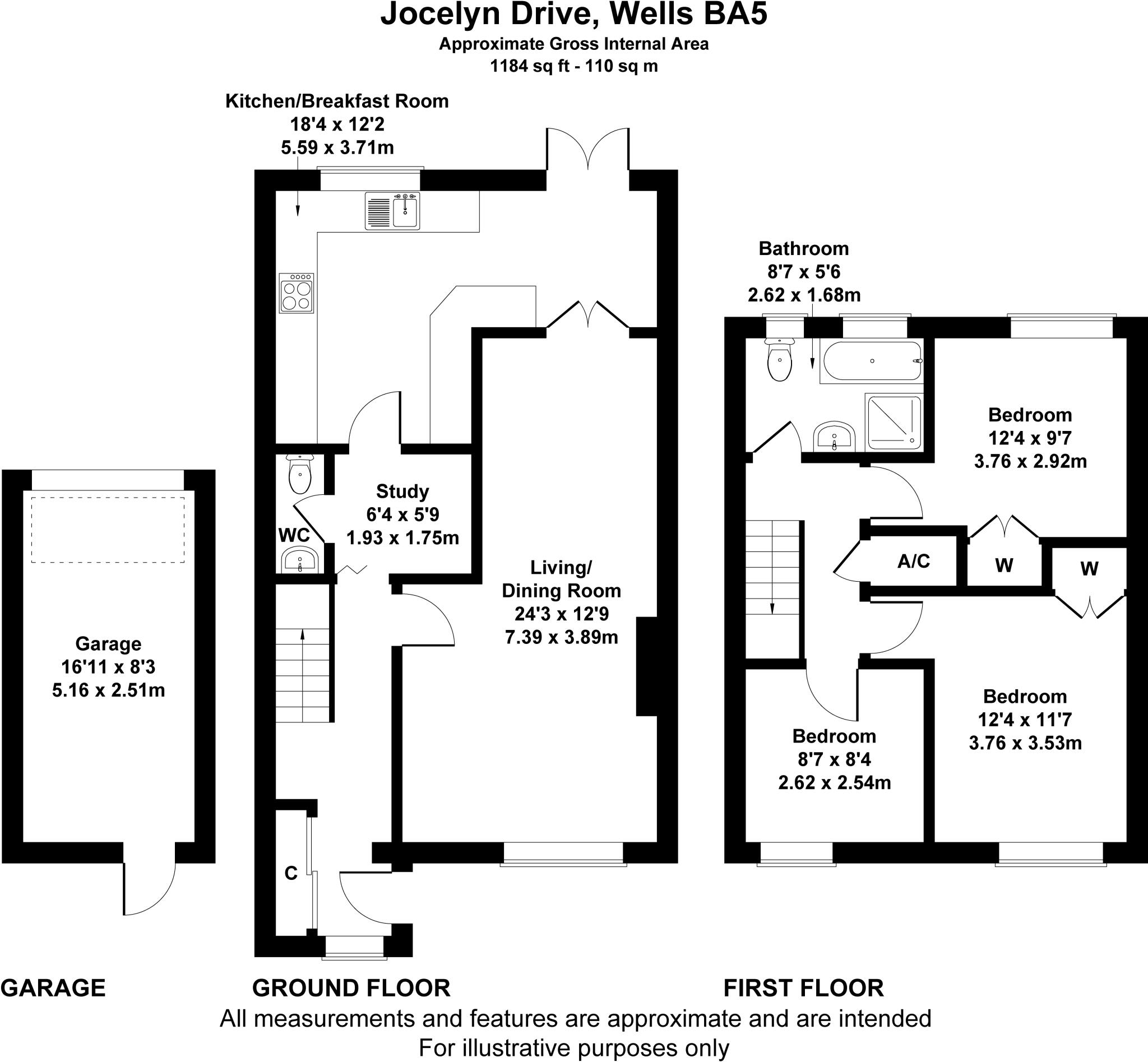 Three Bedroom House in Wells floorplan