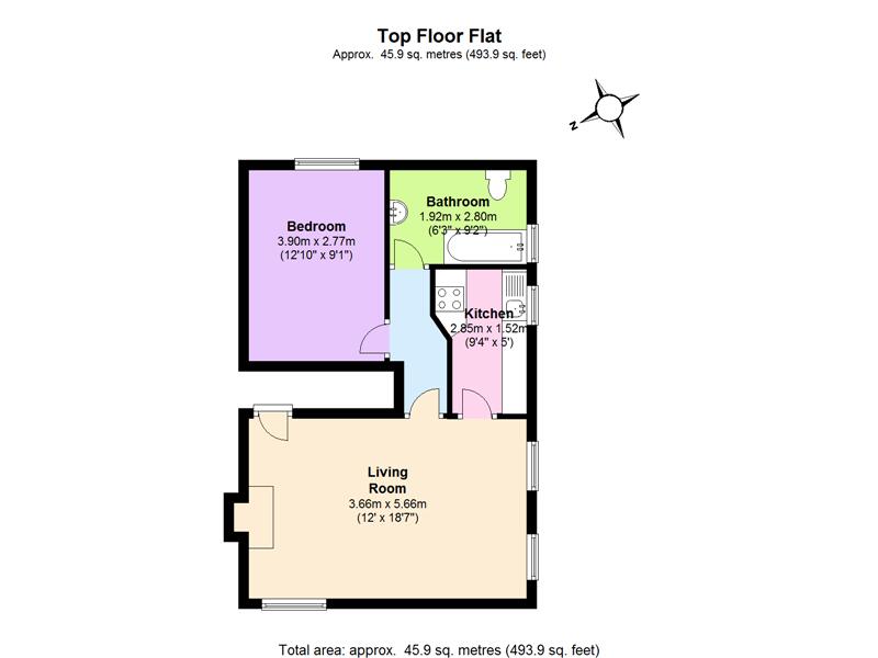 1 bedroom flat to rent in Cromford Road, Putney SW18 floorplan